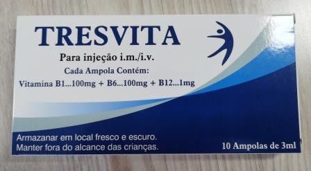 Trivitamina B para inyección 3 ml Vitaminas Medicamentos BP / USP 10 Ampulas / caja