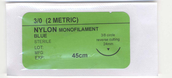Aguja de sutura quirúrgica de polipropileno de nylon de monofilamento no absorbible de 75 cm
